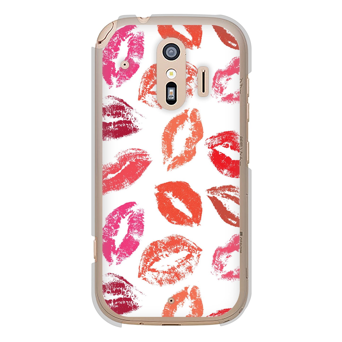 らくらくスマートフォン F-42A docomo 高画質仕上げ 背面印刷 ハードケース 【734 キスkissキス】