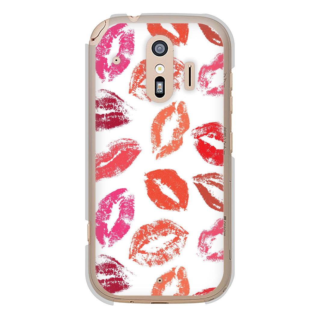 らくらくスマートフォン F-42A docomo 高画質仕上げ 背面印刷 ハードケース 【734 キスkissキス】