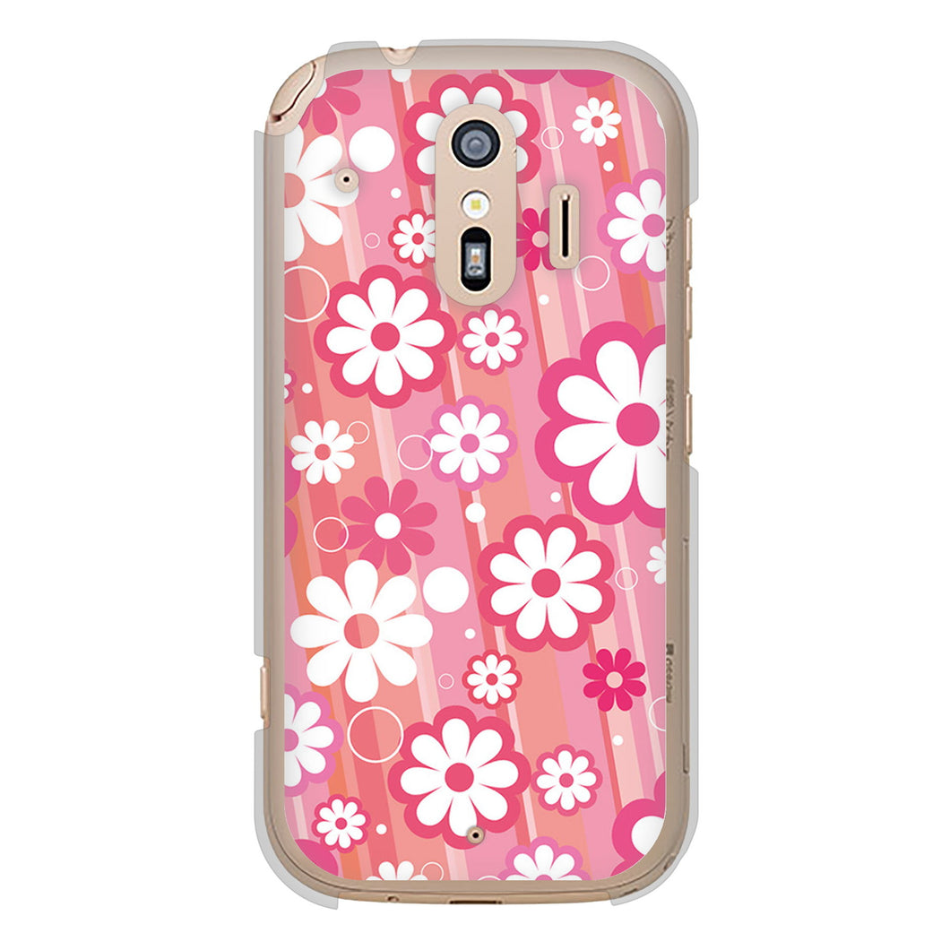 らくらくスマートフォン F-42A docomo 高画質仕上げ 背面印刷 ハードケース 【751 マーガレット(ピンク系)】