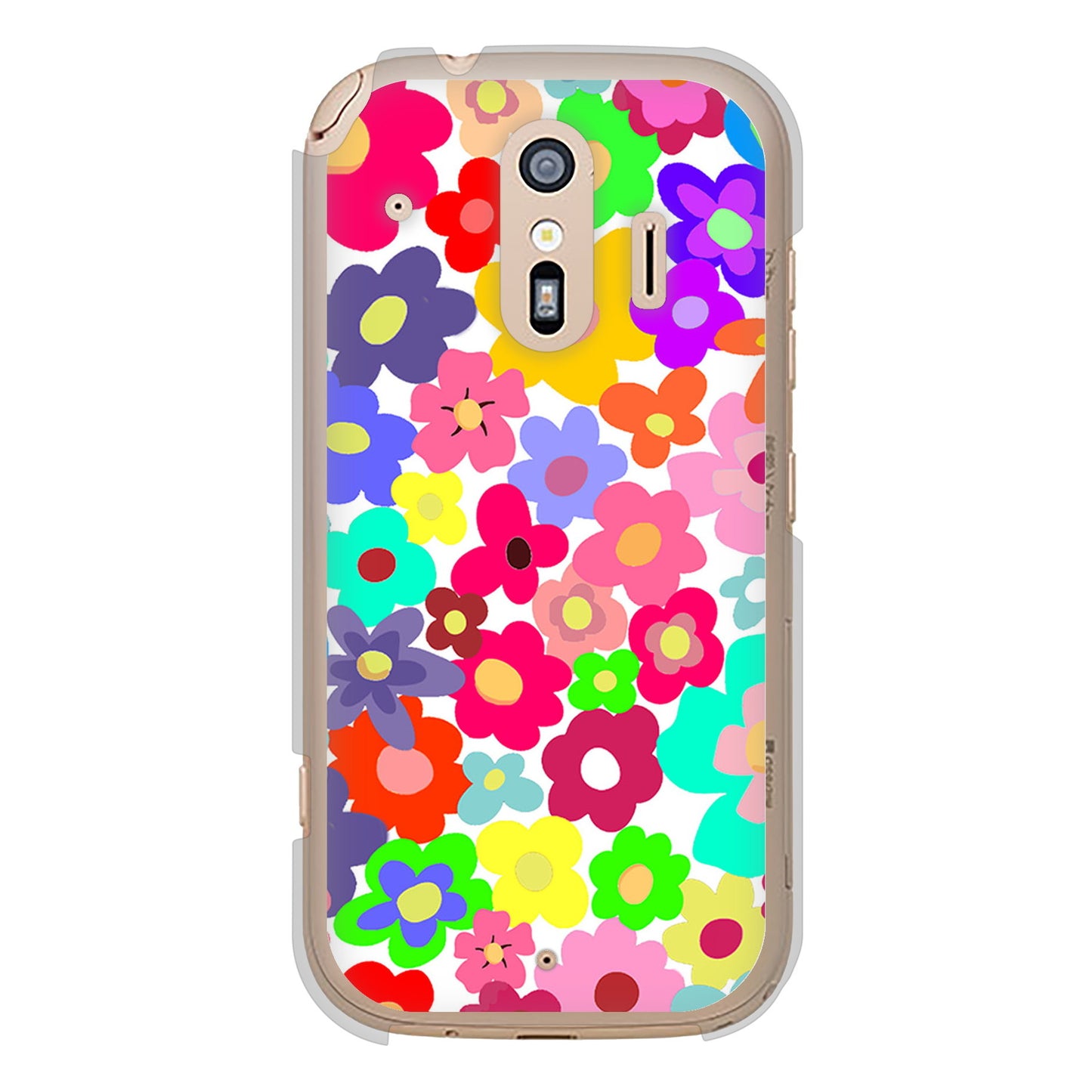 らくらくスマートフォン F-42A docomo 高画質仕上げ 背面印刷 ハードケース ルーズフラワー