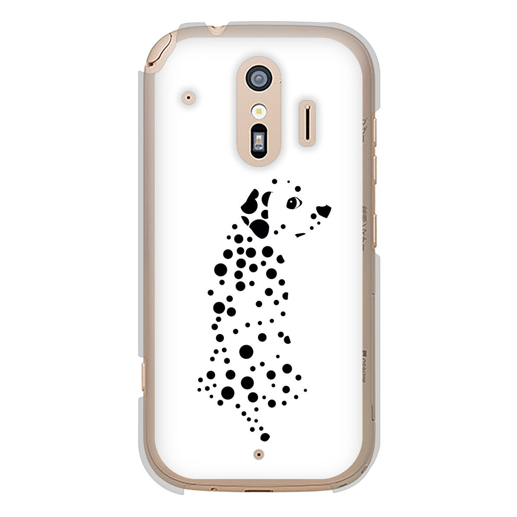らくらくスマートフォン F-42A docomo 高画質仕上げ 背面印刷 ハードケース 【1038 振り向くダルメシアン(WH)】
