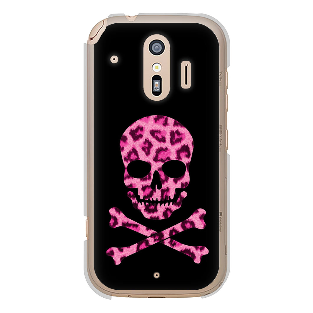 らくらくスマートフォン F-42A docomo 高画質仕上げ 背面印刷 ハードケース ドクロフレーム