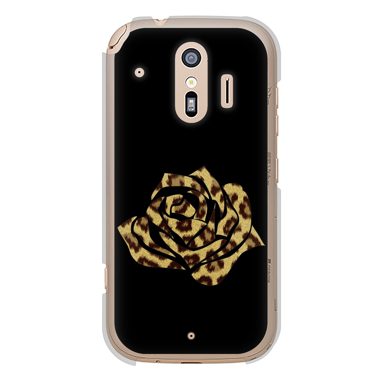 らくらくスマートフォン F-42A docomo 高画質仕上げ 背面印刷 ハードケース 【1184 ヒョウのバラ(茶)】