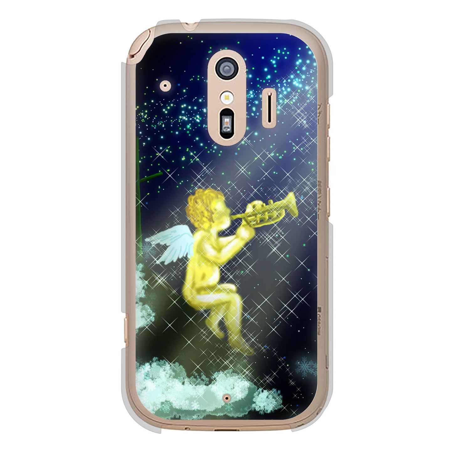 らくらくスマートフォン F-42A docomo 高画質仕上げ 背面印刷 ハードケース 【1248 天使の演奏】