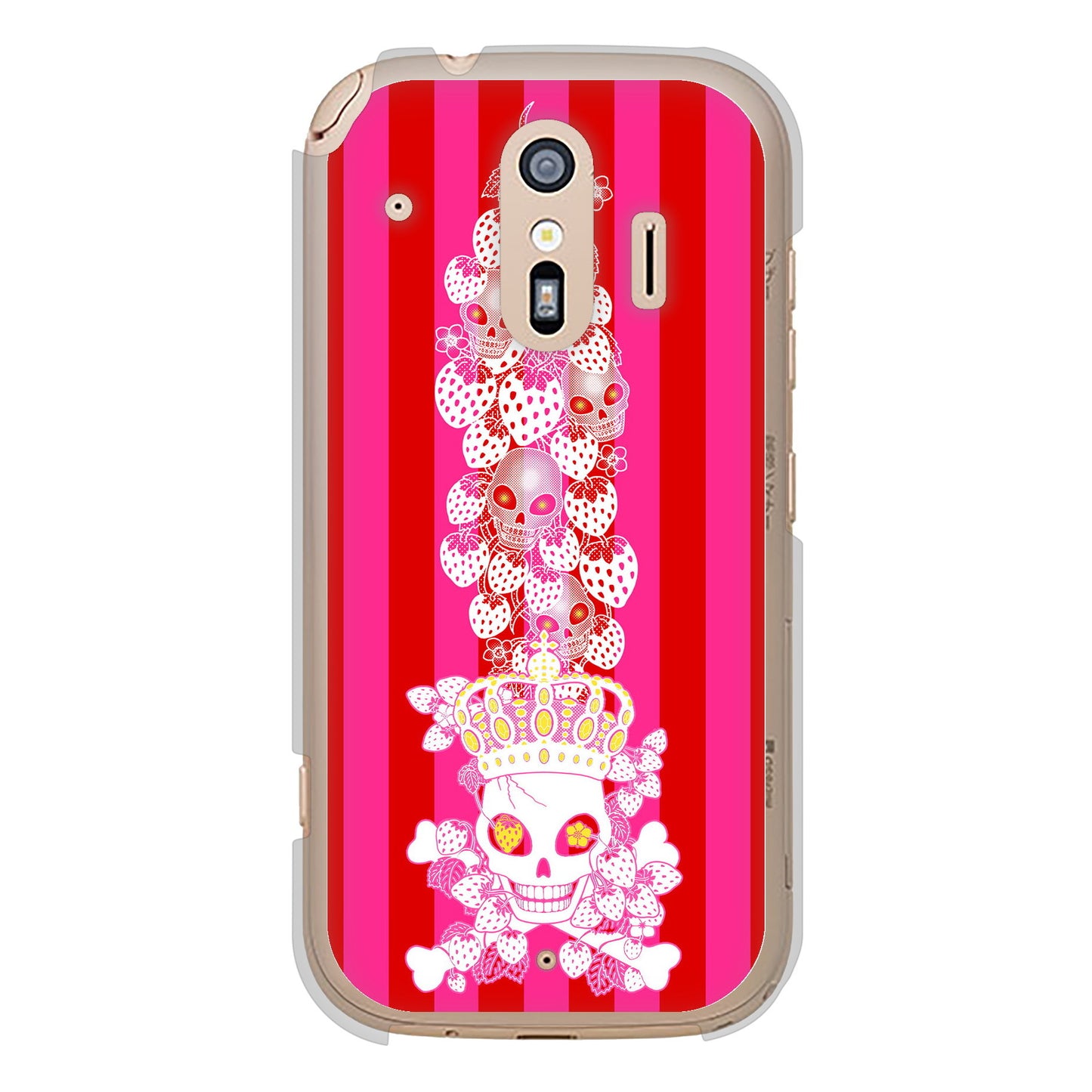 らくらくスマートフォン F-42A docomo 高画質仕上げ 背面印刷 ハードケース むかいあぐる 苺骸骨王冠蔦