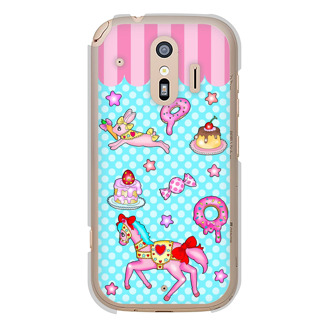 らくらくスマートフォン F-42A docomo 高画質仕上げ 背面印刷 ハードケース むかいあぐる メリーゴーランド