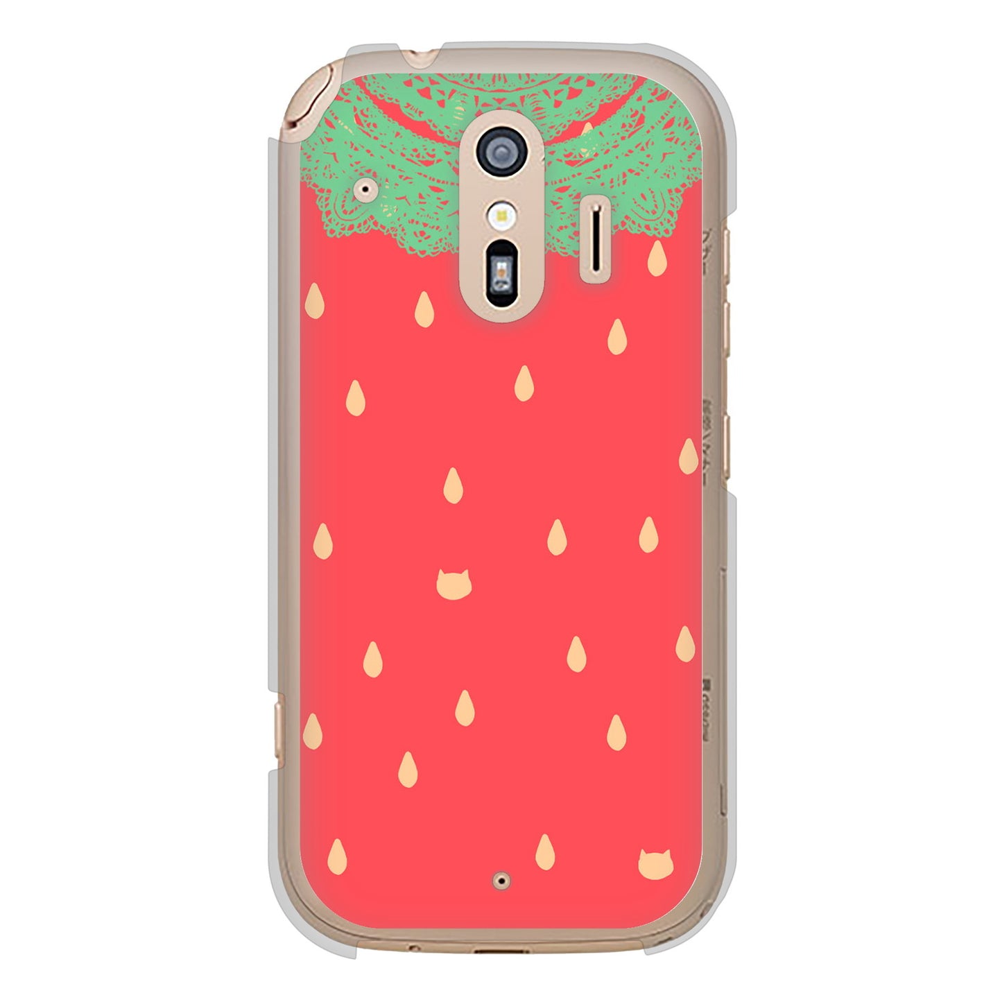らくらくスマートフォン F-42A docomo 高画質仕上げ 背面印刷 ハードケース 【MI800 strawberry ストロベリー】