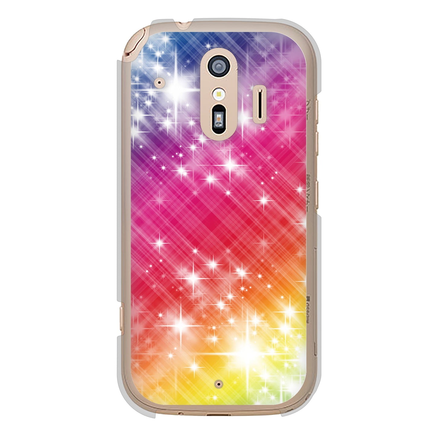 らくらくスマートフォン F-42A docomo 高画質仕上げ 背面印刷 ハードケース 【VA872 レインボーフレーム】