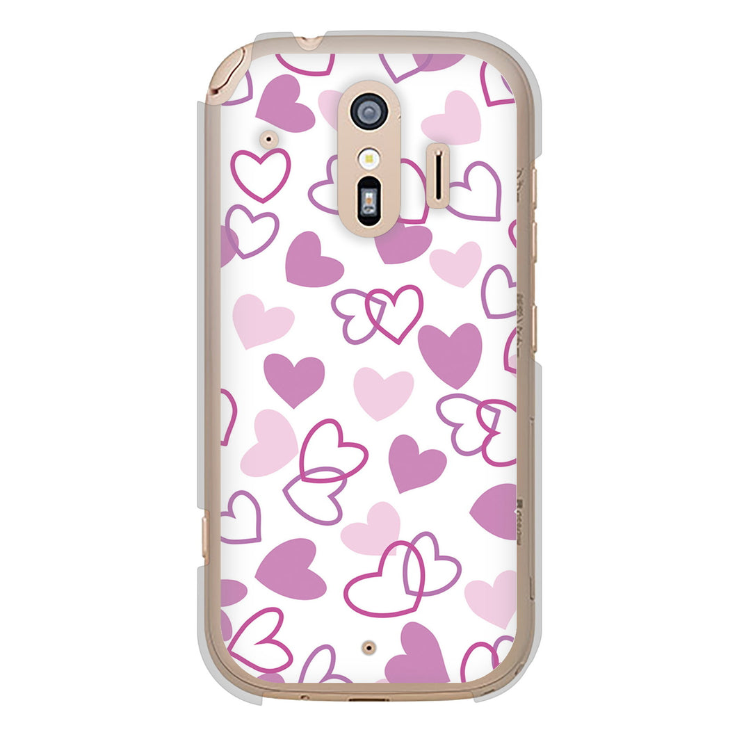 らくらくスマートフォン F-42A docomo 高画質仕上げ 背面印刷 ハードケース ハートがいっぱい