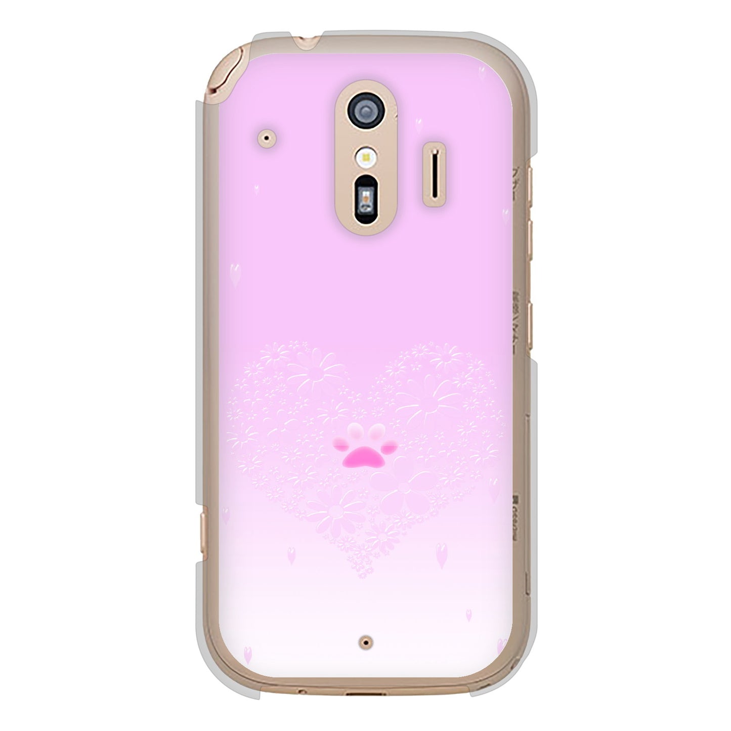 らくらくスマートフォン F-42A docomo 高画質仕上げ 背面印刷 ハードケース ハートと肉球