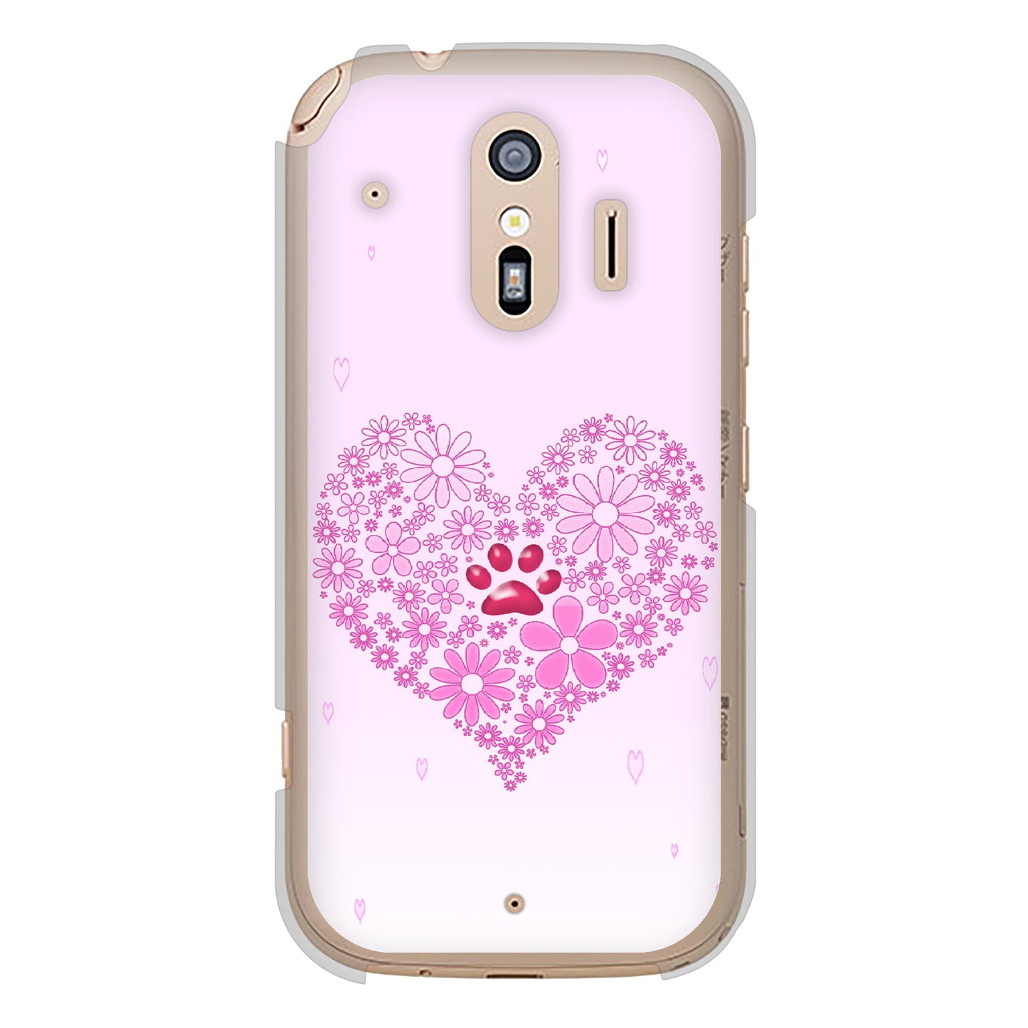 らくらくスマートフォン F-42A docomo 高画質仕上げ 背面印刷 ハードケース ハートと肉球