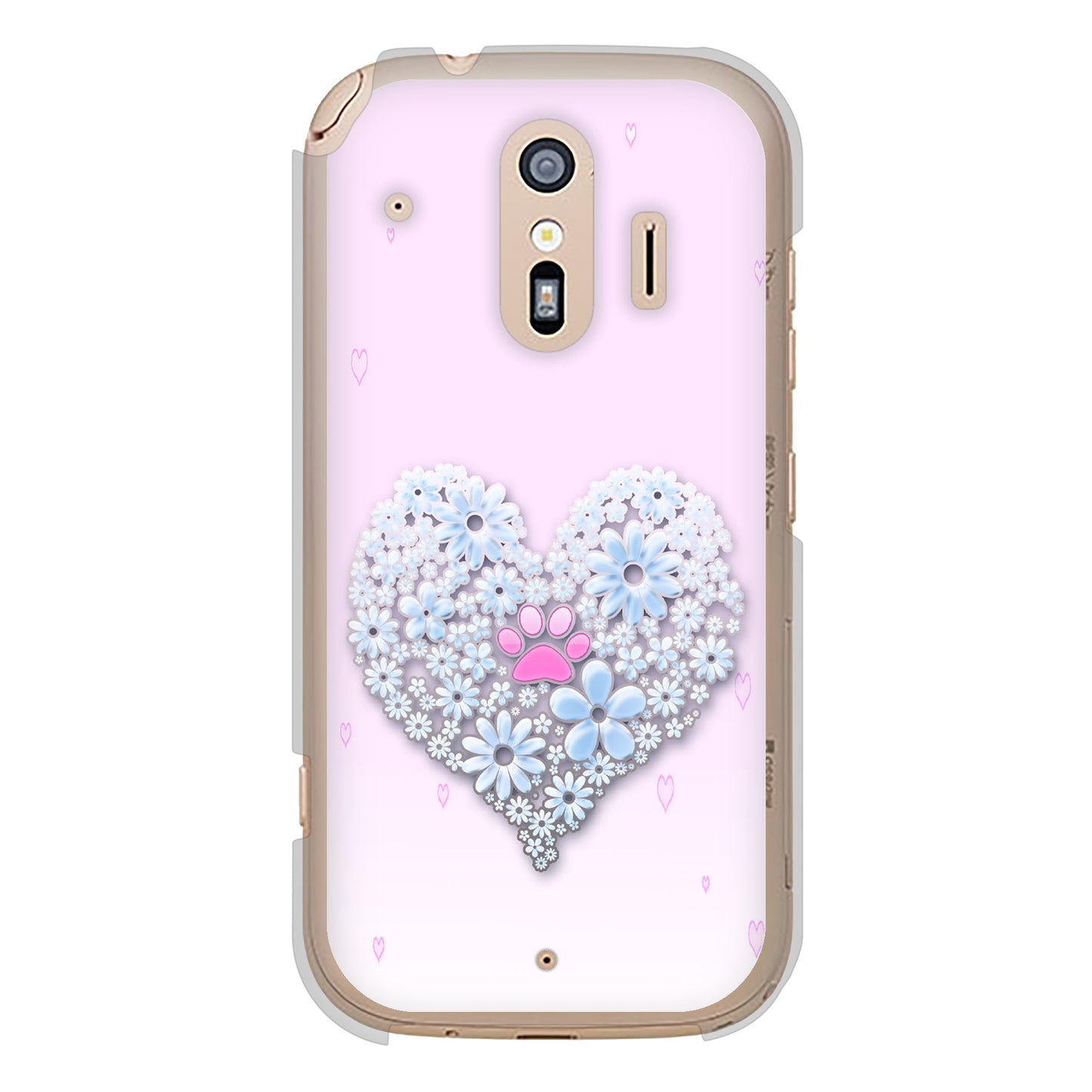 らくらくスマートフォン F-42A docomo 高画質仕上げ 背面印刷 ハードケース ハートと肉球