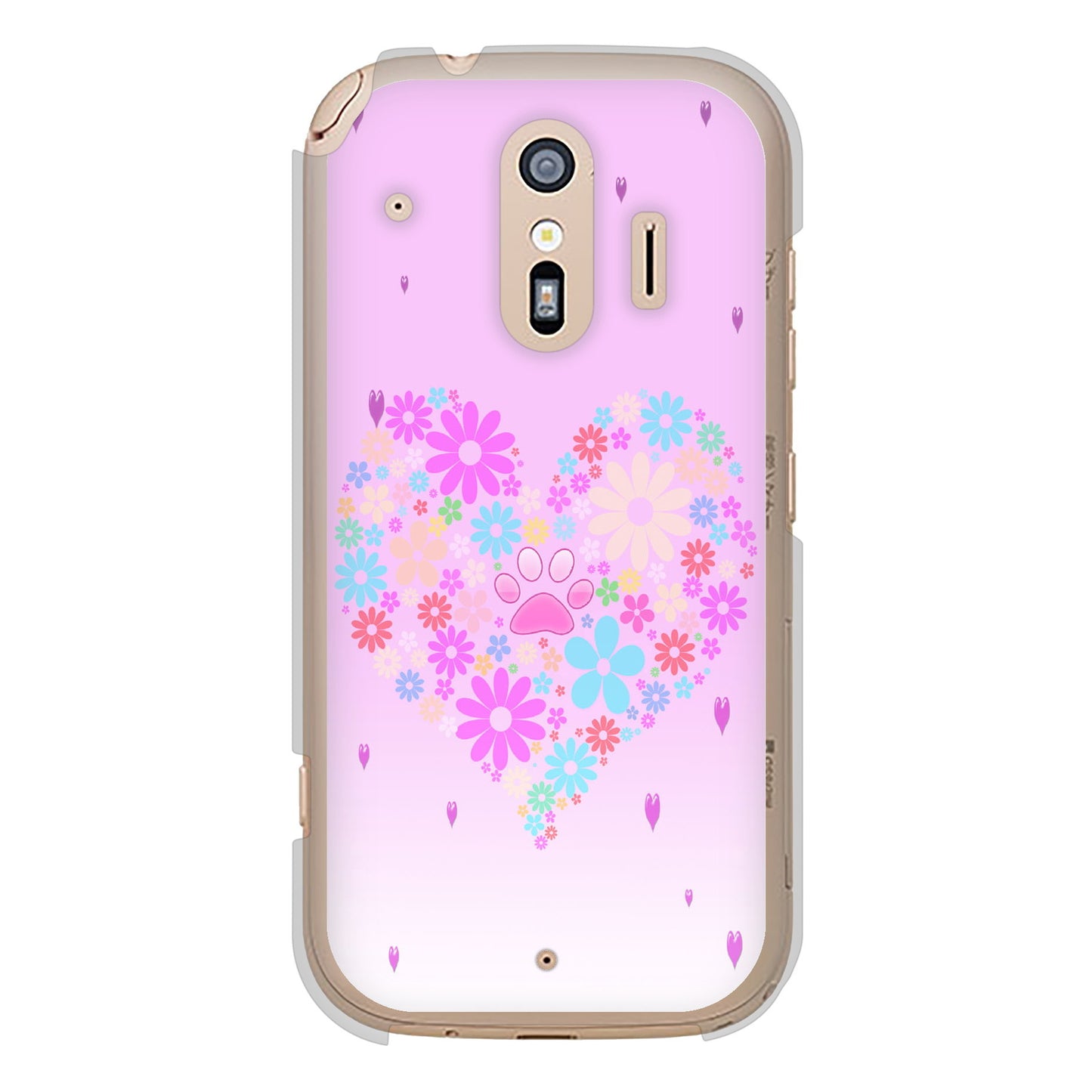 らくらくスマートフォン F-42A docomo 高画質仕上げ 背面印刷 ハードケース ハートと肉球