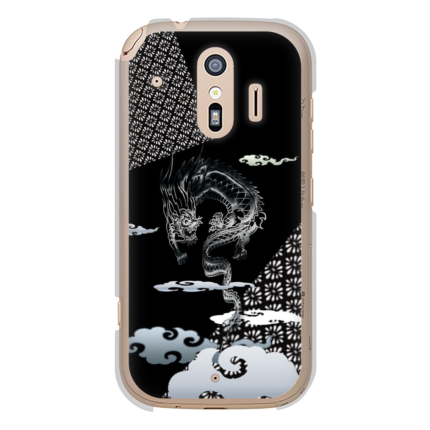 らくらくスマートフォン F-42A docomo 高画質仕上げ 背面印刷 ハードケース 雲竜