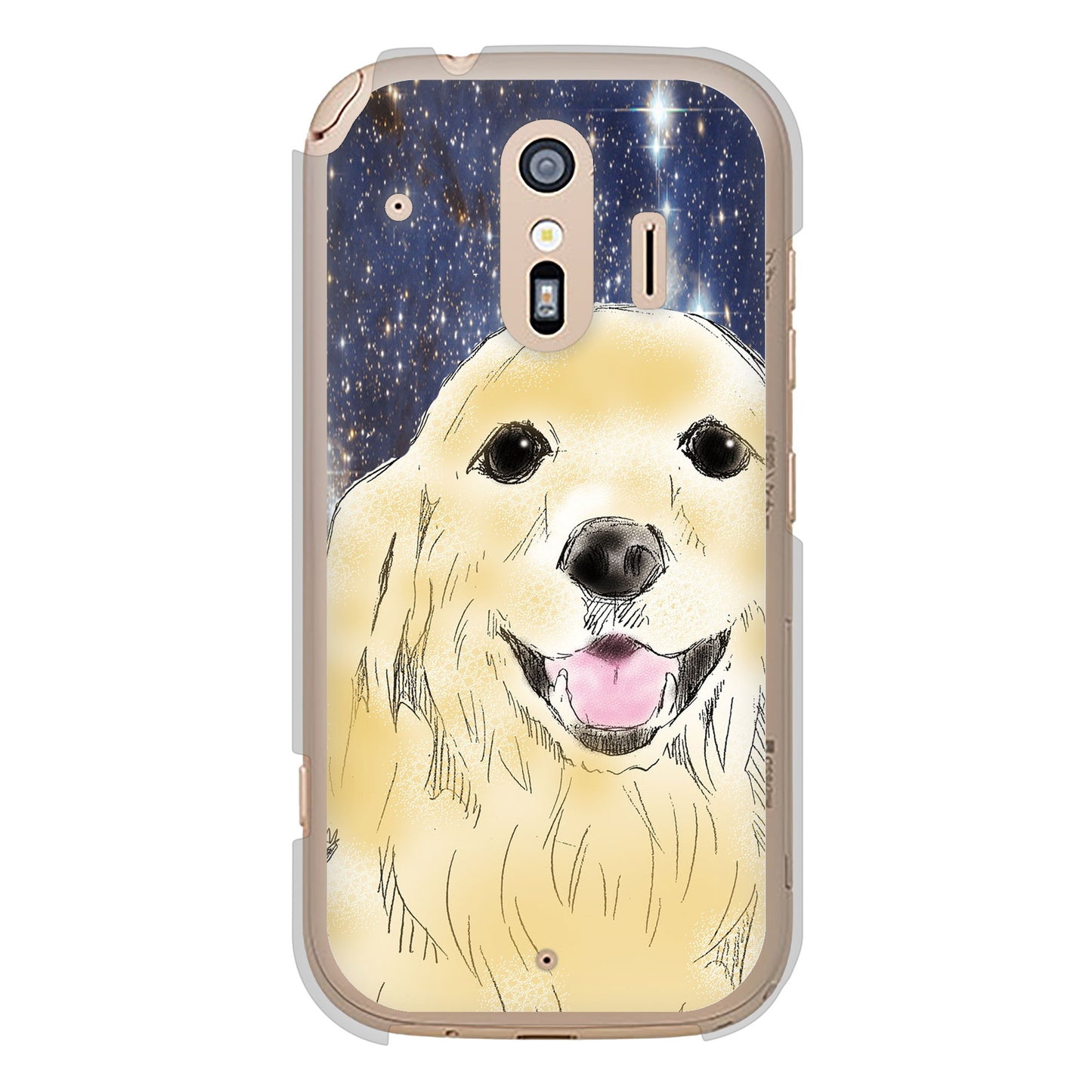らくらくスマートフォン F-42A docomo 高画質仕上げ 背面印刷 ハードケース ゴールデンレトリバー