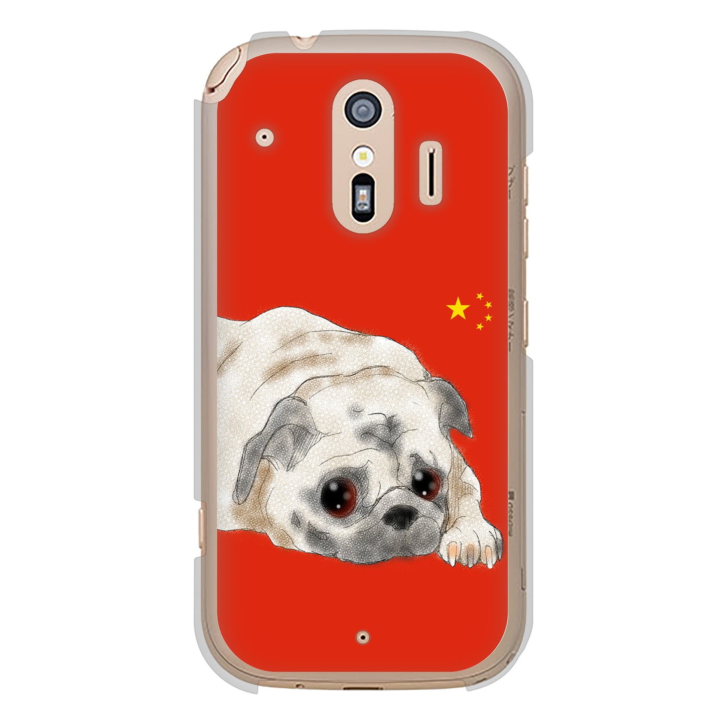 らくらくスマートフォン F-42A docomo 高画質仕上げ 背面印刷 ハードケース パグ