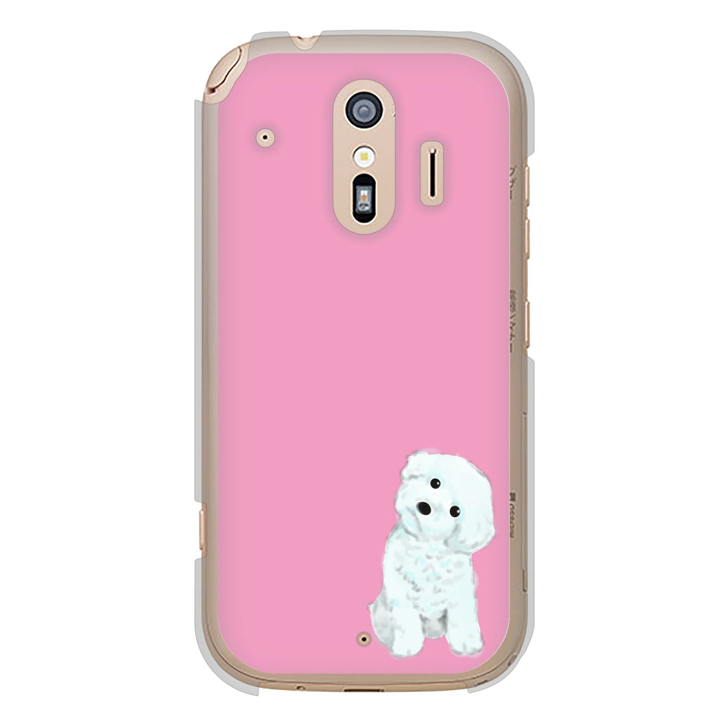 らくらくスマートフォン F-42A docomo 高画質仕上げ 背面印刷 ハードケース トイプードルホワイト