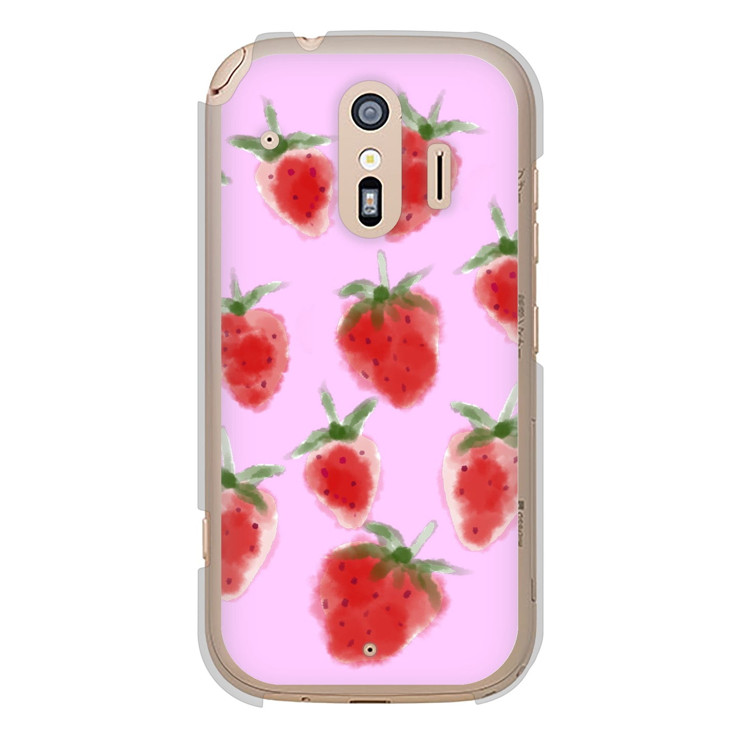 らくらくスマートフォン F-42A docomo 高画質仕上げ 背面印刷 ハードケース イチゴ 水彩