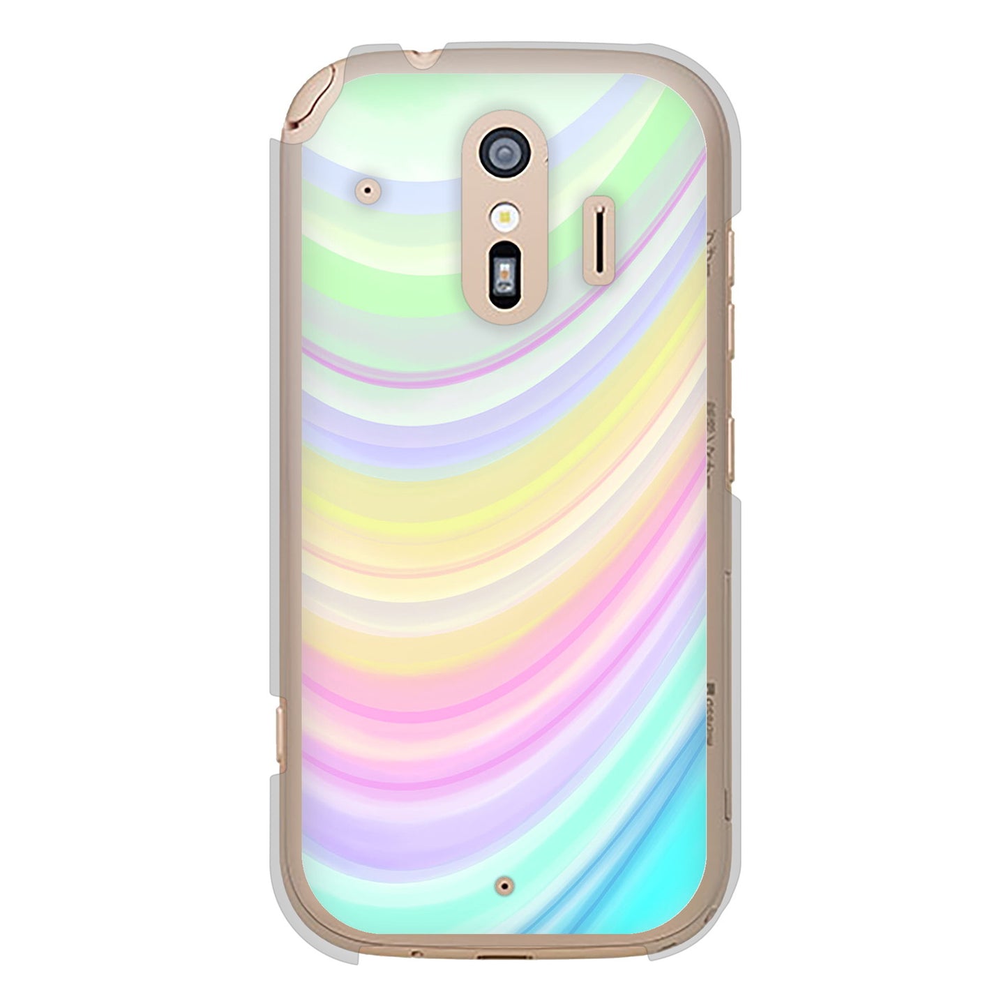 らくらくスマートフォン F-42A docomo 高画質仕上げ 背面印刷 ハードケース レインボー