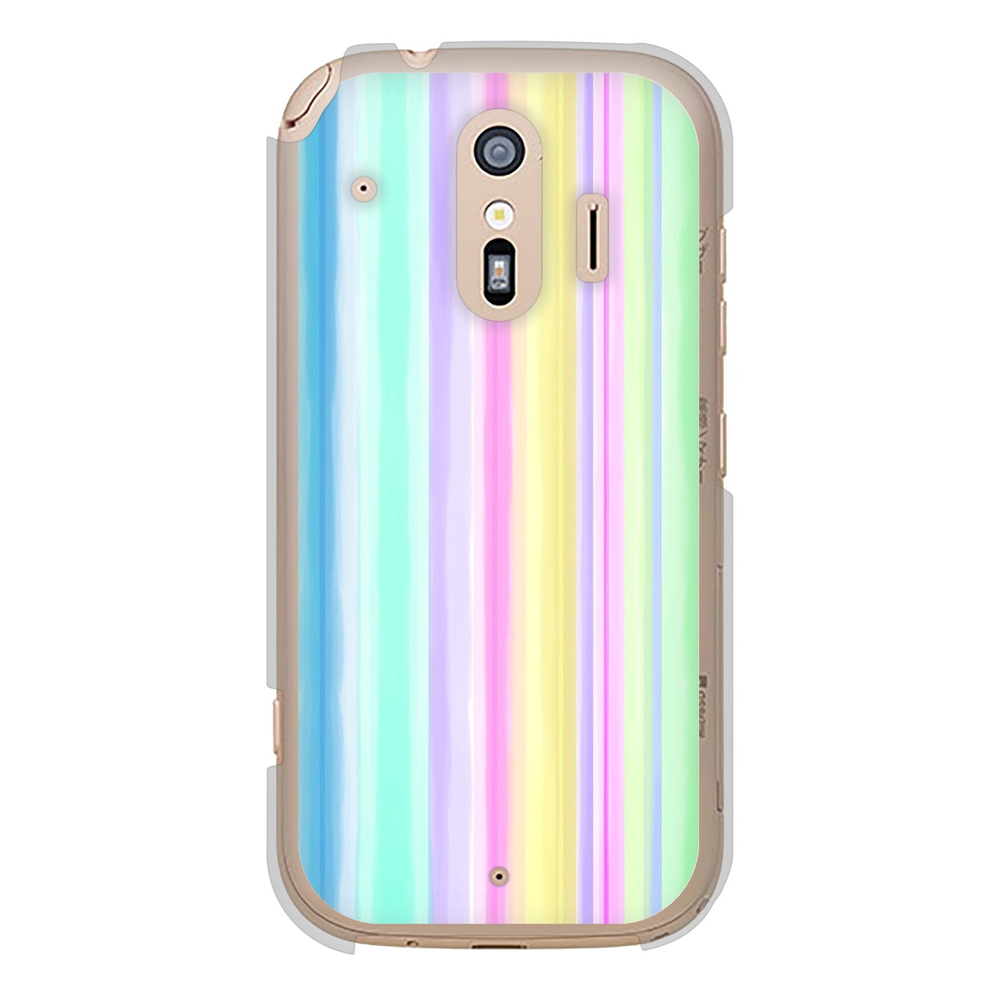 らくらくスマートフォン F-42A docomo 高画質仕上げ 背面印刷 ハードケース レインボー
