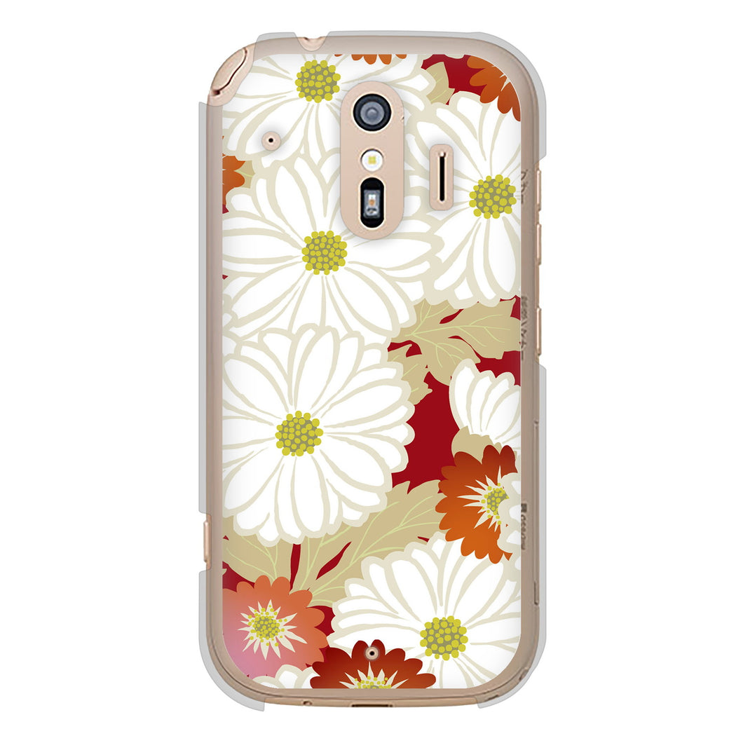 らくらくスマートフォン F-42A docomo 高画質仕上げ 背面印刷 ハードケース 和花柄
