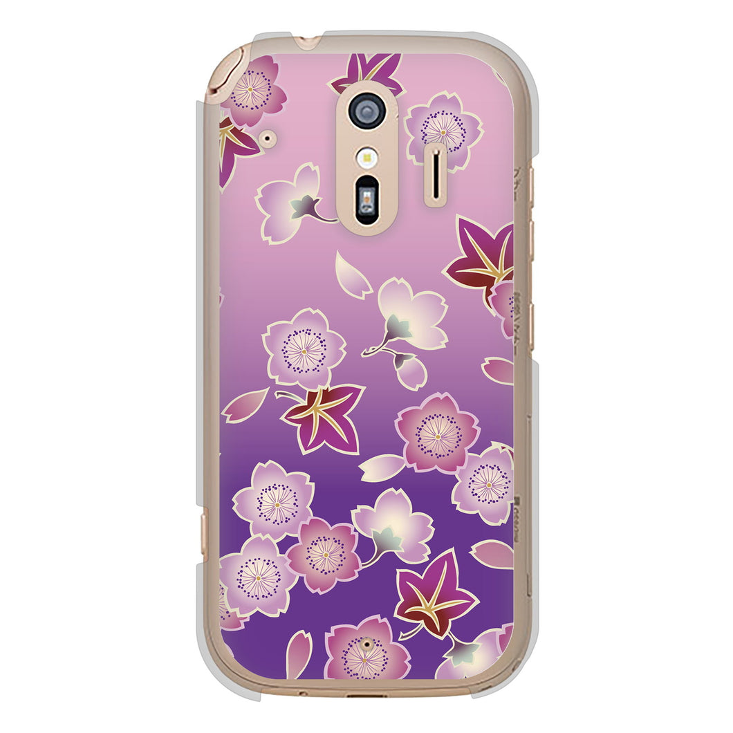 らくらくスマートフォン F-42A docomo 高画質仕上げ 背面印刷 ハードケース 和花柄