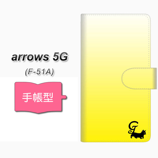 docomo アローズ5G F-51A 高画質仕上げ プリント手帳型ケース(通常型)【YI848 イニシャル ネコ G】