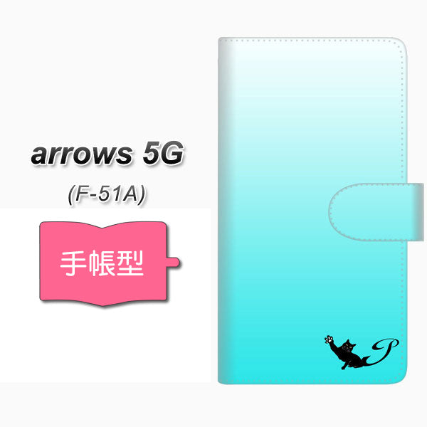docomo アローズ5G F-51A 高画質仕上げ プリント手帳型ケース(通常型)【YI857 イニシャル ネコ P】
