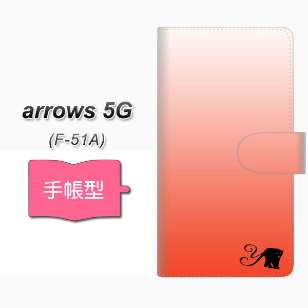 docomo アローズ5G F-51A 高画質仕上げ プリント手帳型ケース(通常型)【YI866 イニシャル ネコ Y】