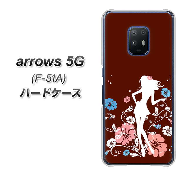 docomo アローズ5G F-51A 高画質仕上げ 背面印刷 ハードケース【110 ハイビスカスと少女】