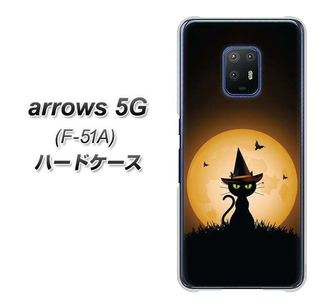 docomo アローズ5G F-51A 高画質仕上げ 背面印刷 ハードケース【440 猫の魔法使い】