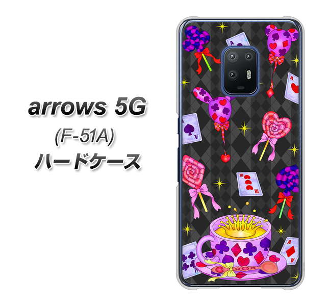docomo アローズ5G F-51A 高画質仕上げ 背面印刷 ハードケース【AG818 トランプティー(黒)】