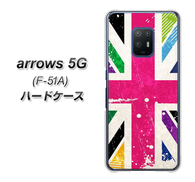 docomo アローズ5G F-51A 高画質仕上げ 背面印刷 ハードケース【SC806 ユニオンジャック ピンクビンテージ】