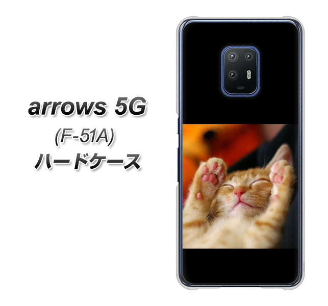 docomo アローズ5G F-51A 高画質仕上げ 背面印刷 ハードケース【VA804 爆睡するネコ】