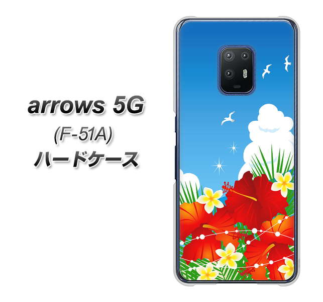 docomo アローズ5G F-51A 高画質仕上げ 背面印刷 ハードケース【VA821 ハイビスカスと青空】