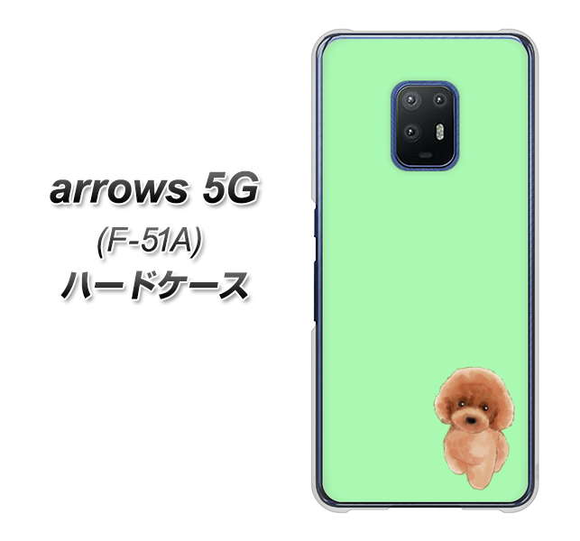 docomo アローズ5G F-51A 高画質仕上げ 背面印刷 ハードケース【YJ052 トイプードルレッド（ グリーン）】