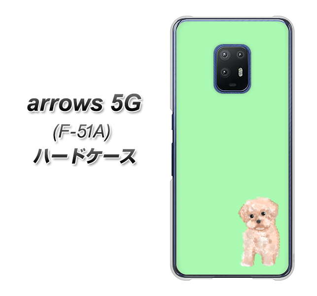 docomo アローズ5G F-51A 高画質仕上げ 背面印刷 ハードケース【YJ063 トイプードルアプリコット(グリーン)】
