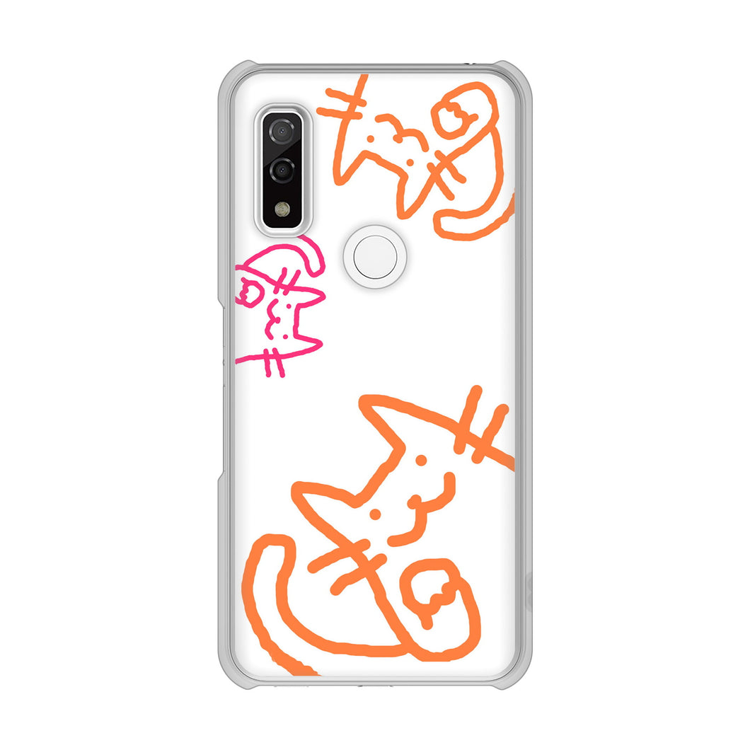 arrows We F-51B docomo 高画質仕上げ 背面印刷 ハードケース 【1098 手まねきする3匹のネコ】