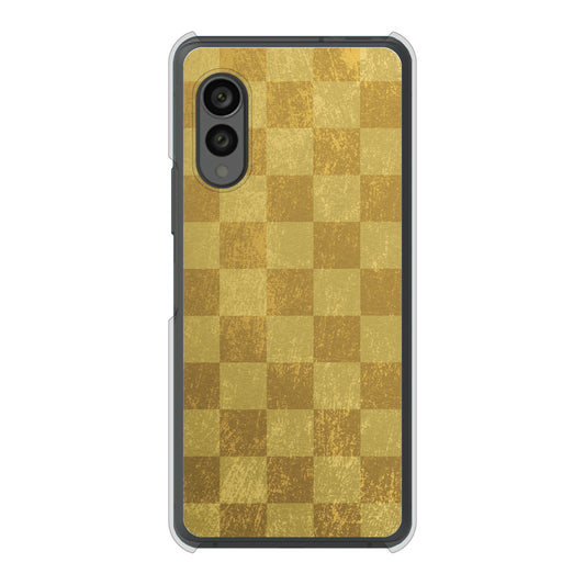 arrows N F-51C docomo 高画質仕上げ 背面印刷 ハードケース 【619 市松模様—金(骨董風に傷んだイメージ)】