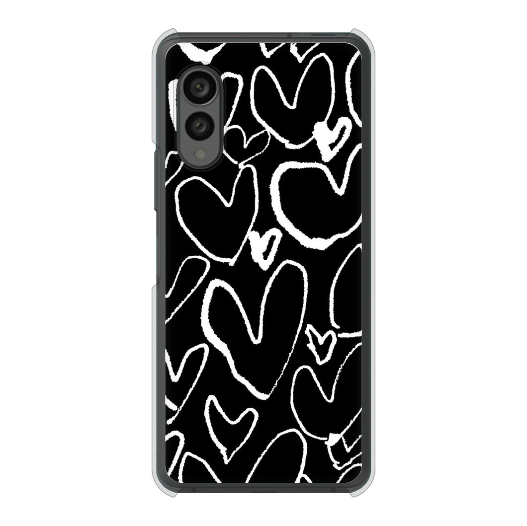 arrows N F-51C docomo 高画質仕上げ 背面印刷 ハードケース 【1124 ハート BK&WH】