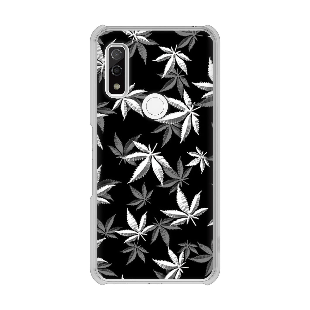 arrows We FCG01 高画質仕上げ 背面印刷 ハードケース 【064 モノトーン大麻ブラック】