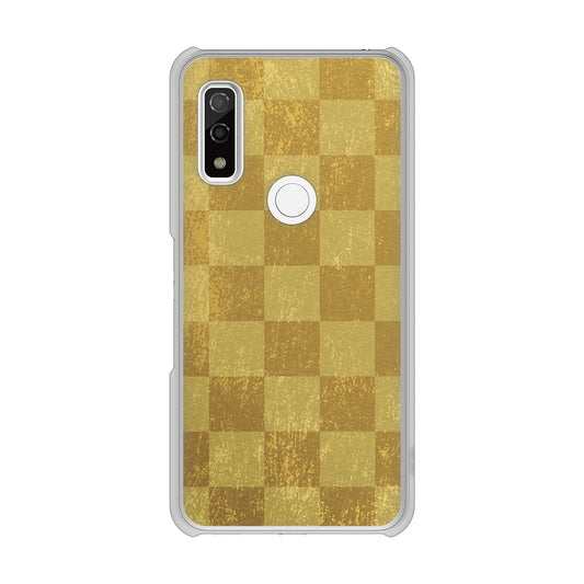 arrows We FCG01 高画質仕上げ 背面印刷 ハードケース 【619 市松模様—金(骨董風に傷んだイメージ)】
