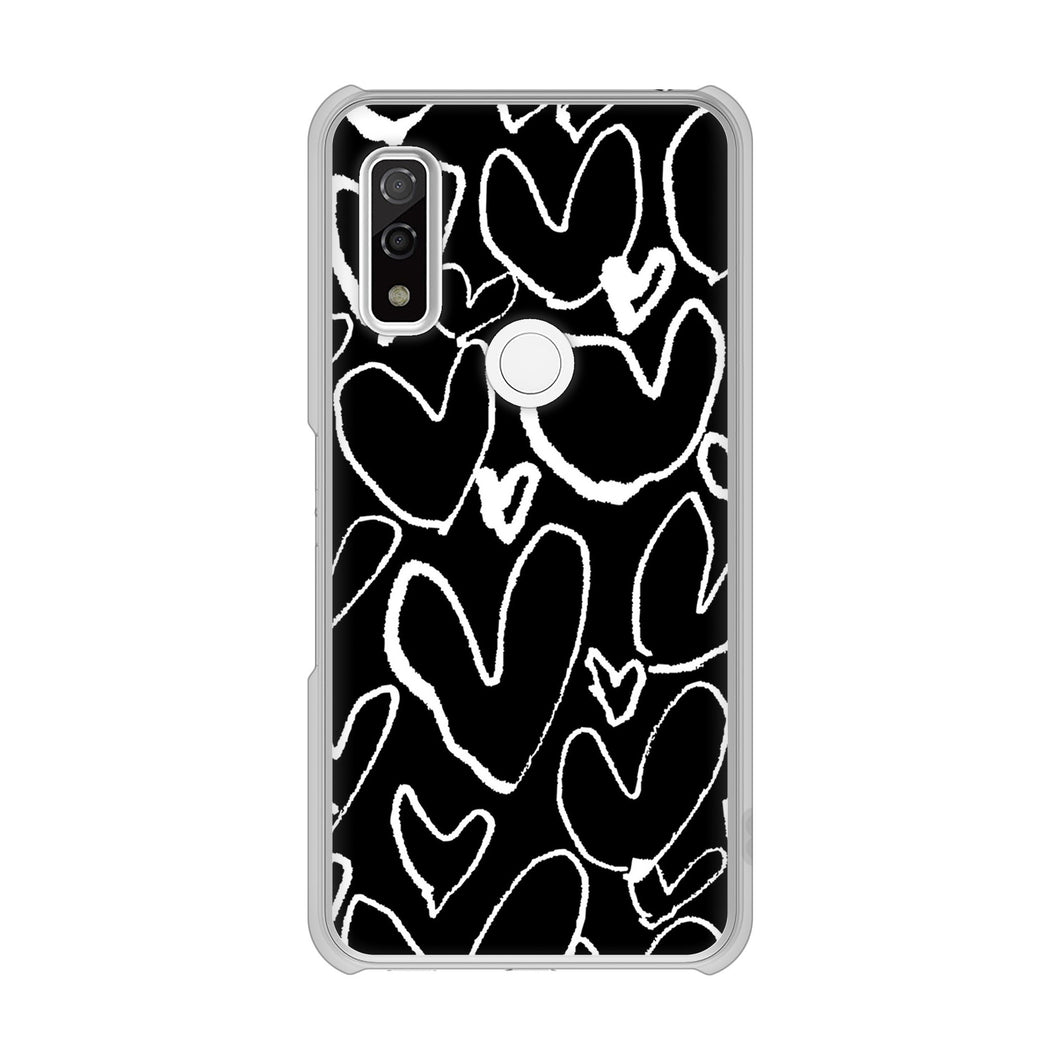 arrows We FCG01 高画質仕上げ 背面印刷 ハードケース 【1124 ハート BK&WH】
