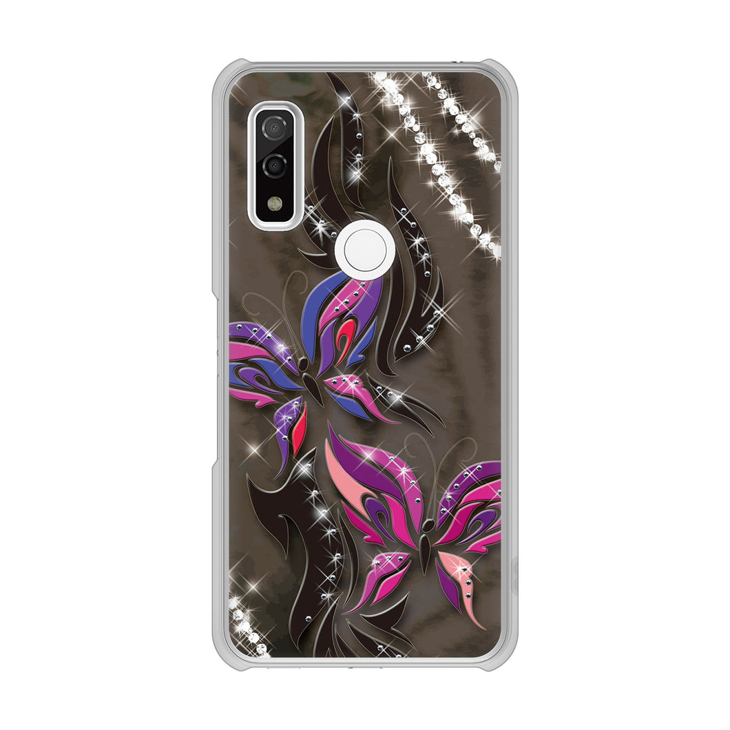 arrows We FCG01 高画質仕上げ 背面印刷 ハードケース 【1164 キラめくストーンと蝶】