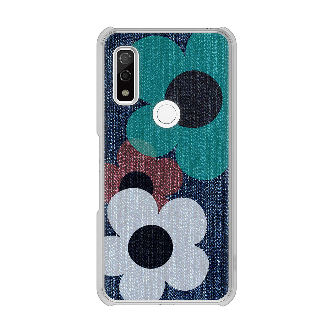 arrows We FCG01 高画質仕上げ 背面印刷 ハードケース 【EK869 ルーズフラワーinデニム風】