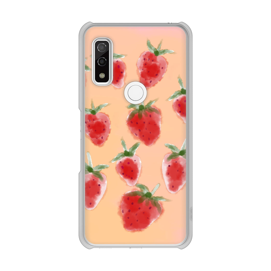 arrows We FCG01 高画質仕上げ 背面印刷 ハードケース イチゴ 水彩