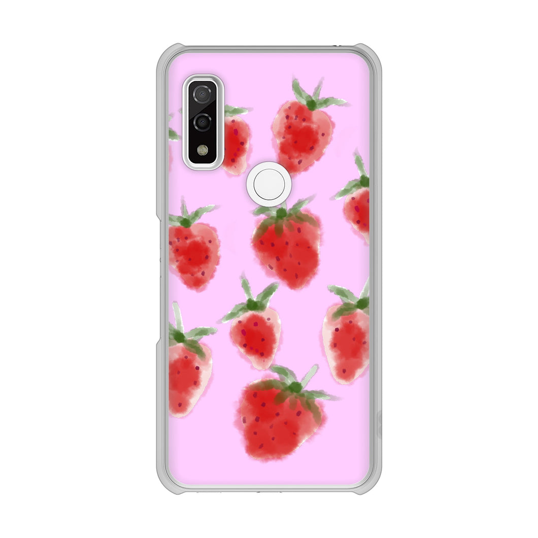 arrows We FCG01 高画質仕上げ 背面印刷 ハードケース イチゴ 水彩