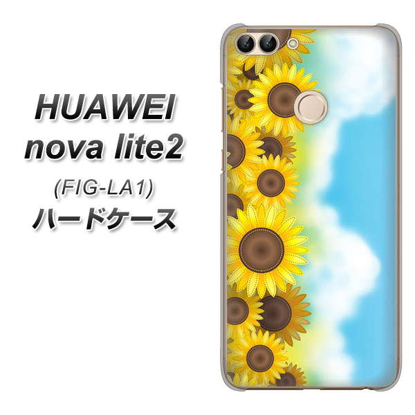 HUAWEI(ファーウェイ)nova lite 2 FIG-LA1 高画質仕上げ 背面印刷 ハードケース【148 ひまわり畑】