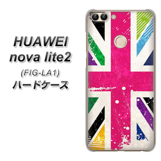 HUAWEI(ファーウェイ)nova lite 2 FIG-LA1 高画質仕上げ 背面印刷 ハードケース【SC806 ユニオンジャック ピンクビンテージ】