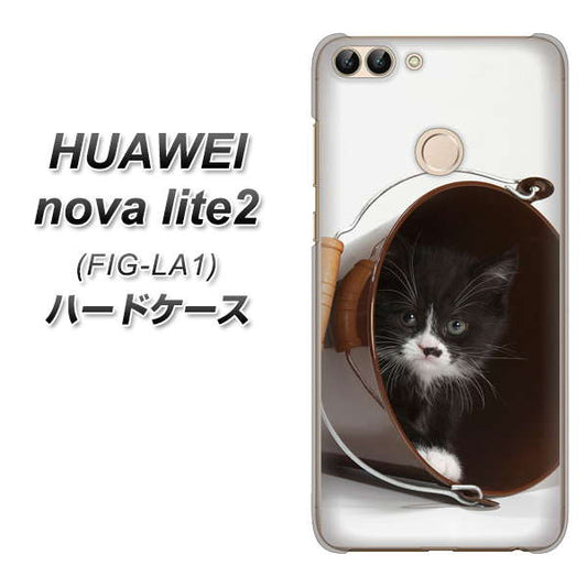 HUAWEI(ファーウェイ)nova lite 2 FIG-LA1 高画質仕上げ 背面印刷 ハードケース【VA800 ネコとバケツ】